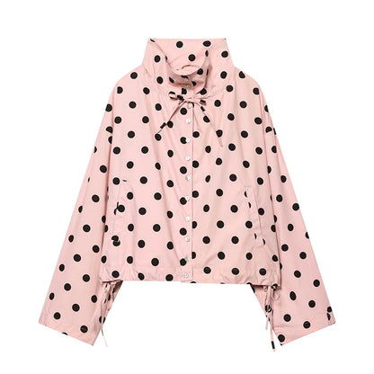 Pink Polka Dot Spring Jacket for Women – Chic Casual Street Style Coat 2026