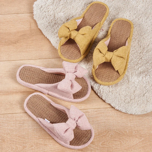 Cottagecore Linen Bow Slippers for a Cozy Morning Routine