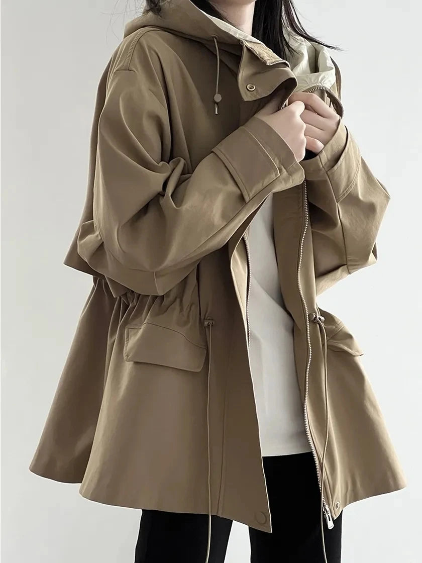 Chic Solid Khaki Women Coats