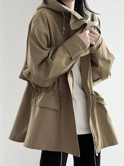 Chic Solid Khaki Women Coats