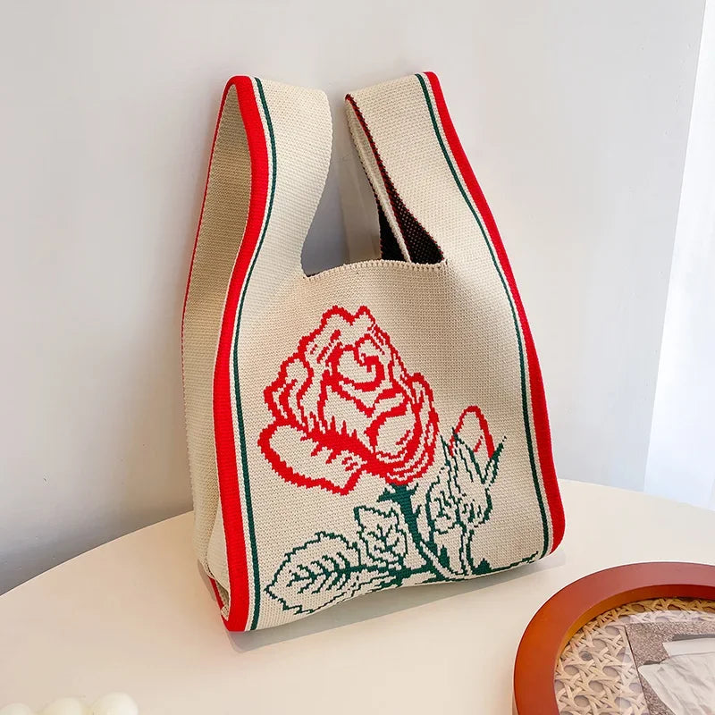 New Wide Striped Reusable Small Tote Bags