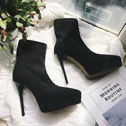 Pointed Toe Embroidery Ethnic Boots For Women Low Heel Red Platform Pumps Modern Designer Plus Size Banquet Shoes