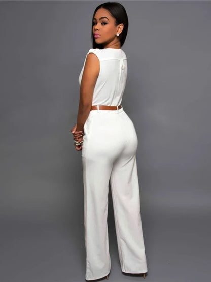 Office Style Fashion Black One Pieve V Neck Women Jumpsuit Romper