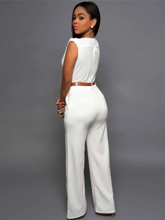 Office Style Fashion Black One Pieve V Neck Women Jumpsuit Romper