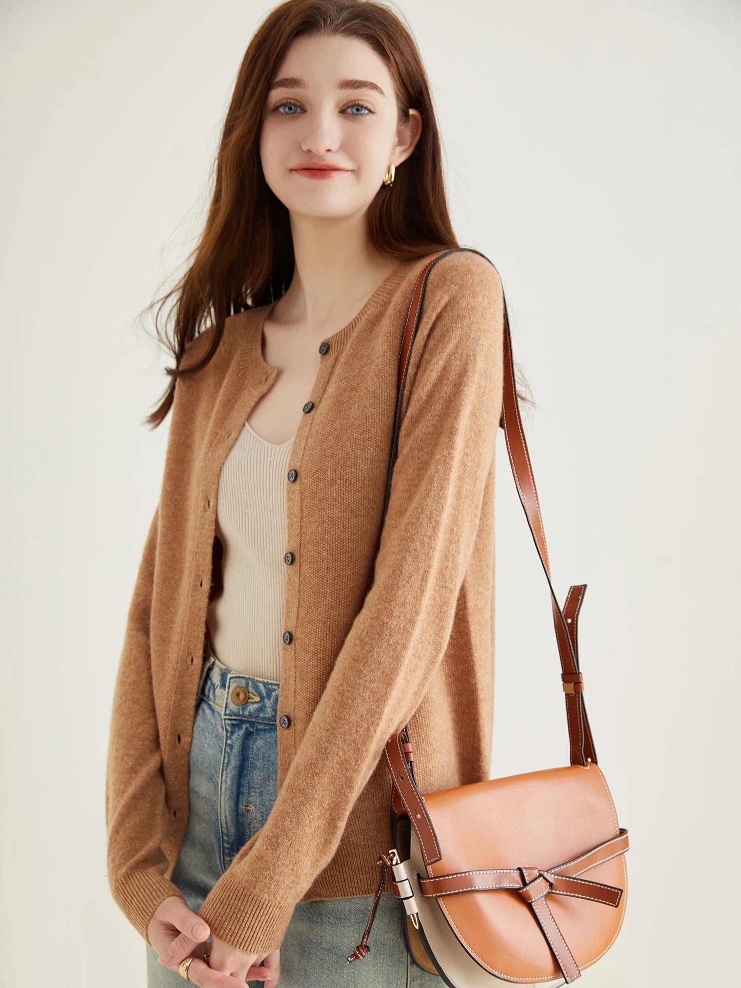 100% Merino Wool Knit Cardigan for Women – Timeless Vintage Style