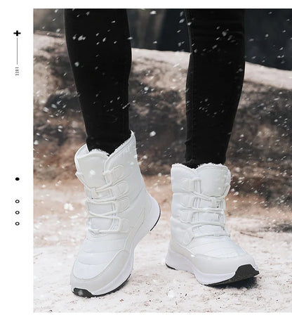 Cozy White Plush Snow Boots for Women | 2025 Winter Non-Slip Platform Boots