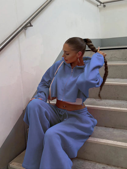 Autumn Women S Striped Colorblock Hoodie Cuffed Pants Set Zipper Fly Sporty Streetwear Sweatpants Suit