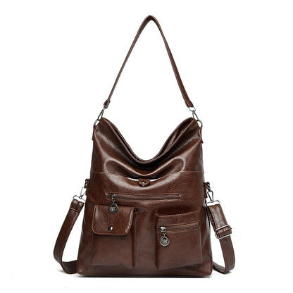 Fashion Pu Leather Underarm Tote Bag Large Capacity Retro Shoulder Crossbody Bag