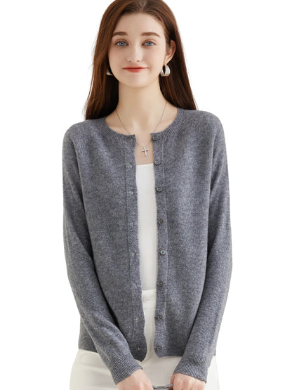 100% Merino Wool Knit Cardigan for Women – Timeless Vintage Style