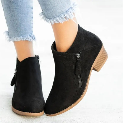 Elegant Zipper Closure Women Suede Boots