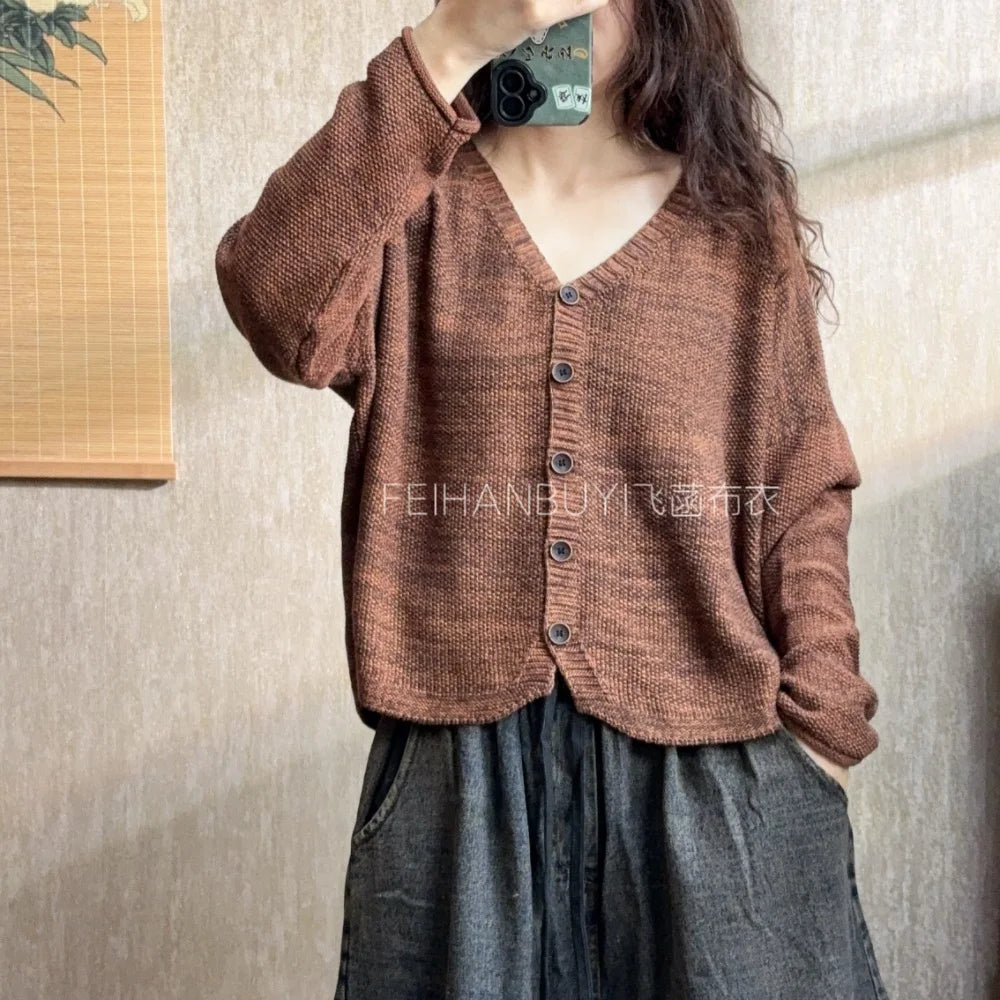 Spring Autumn Style V Neck Line Style Sweaters For Women