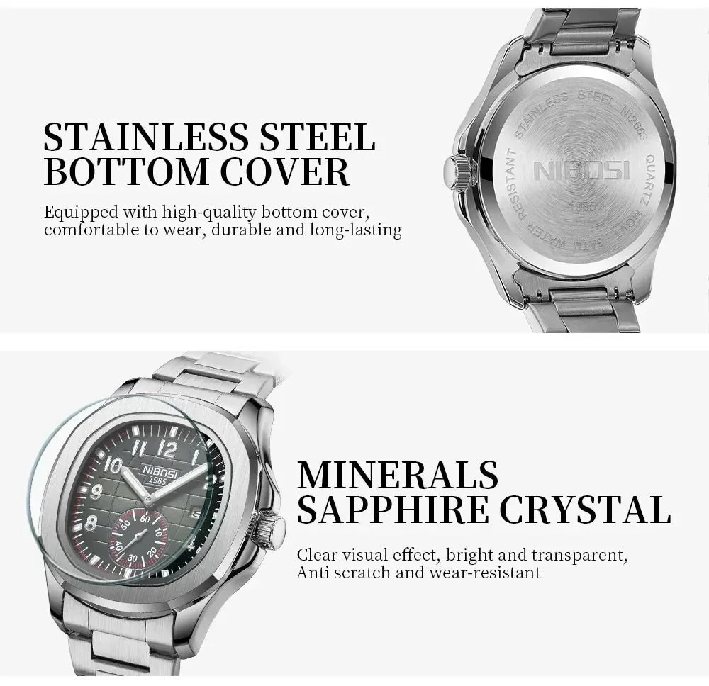 Mens 3bar Water Resistance Luxury Leather Band Watches
