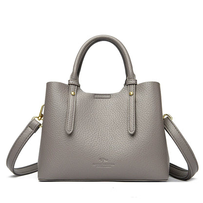Elegant Textured Leather Top Handle Tote