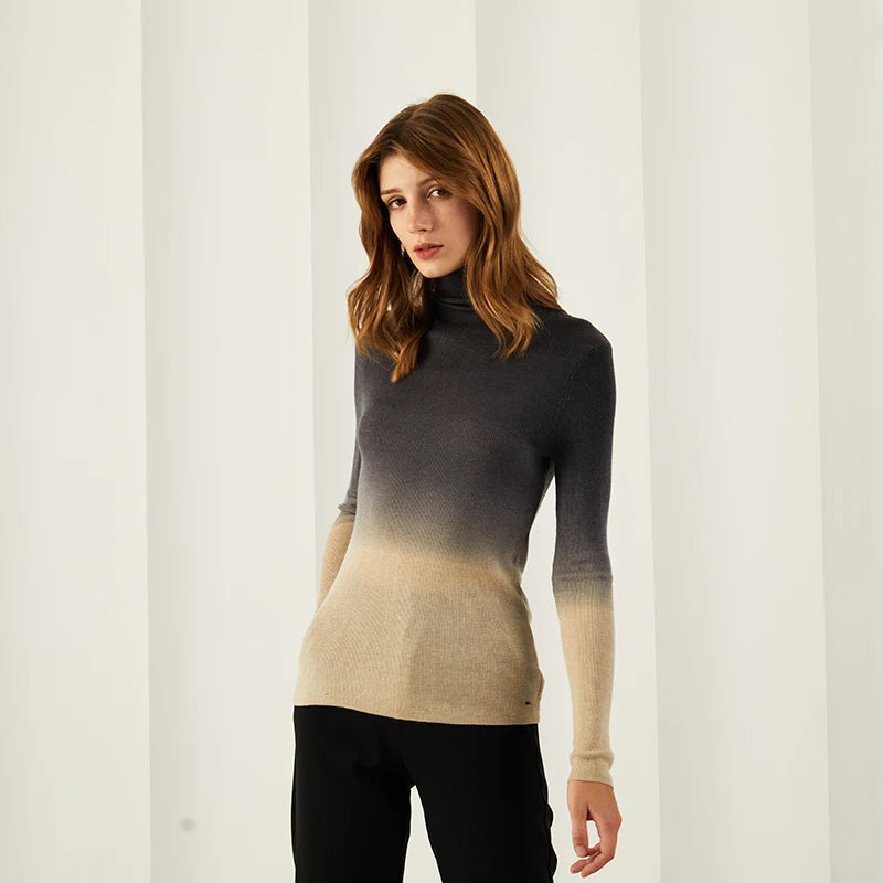 Womens Casual Turtleneck Warm Plaid Sweater