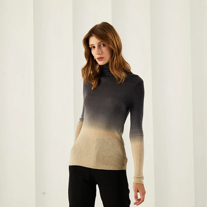 Womens Casual Turtleneck Warm Plaid Sweater