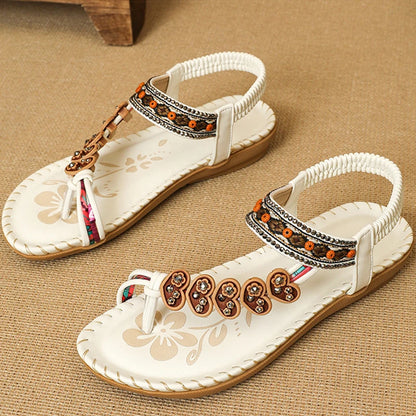 Fashion Bohemian Sandals For Women Summer Flower Flat Shoes Luxury Designer Sandals Outdoor Sports Beach Shoes