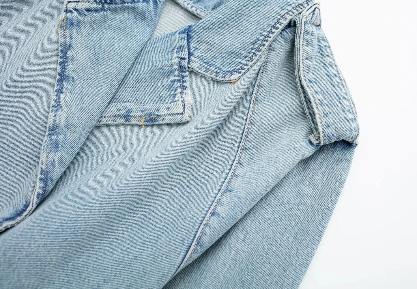 Long Sleeve Crop Top Belted Design Women Spring Denim Jackets