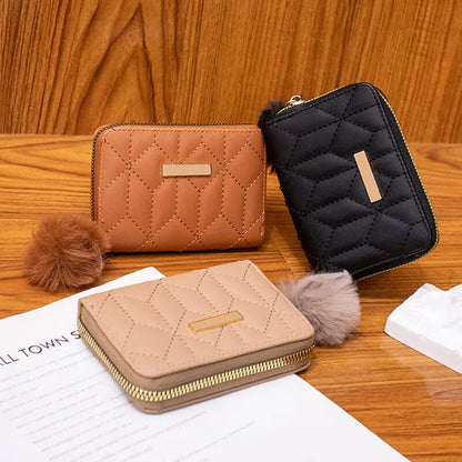 Womens Mini Triangle Leather Wallet Large Capacity Clutch Casual Coin Purse Handbag