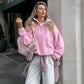 Polar Fleece Half Zipper Warm Pink Sweater