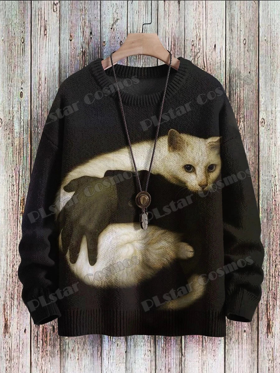 Vibrant Ukiyo-e Cat Sweater for Cozy Sunset Walks