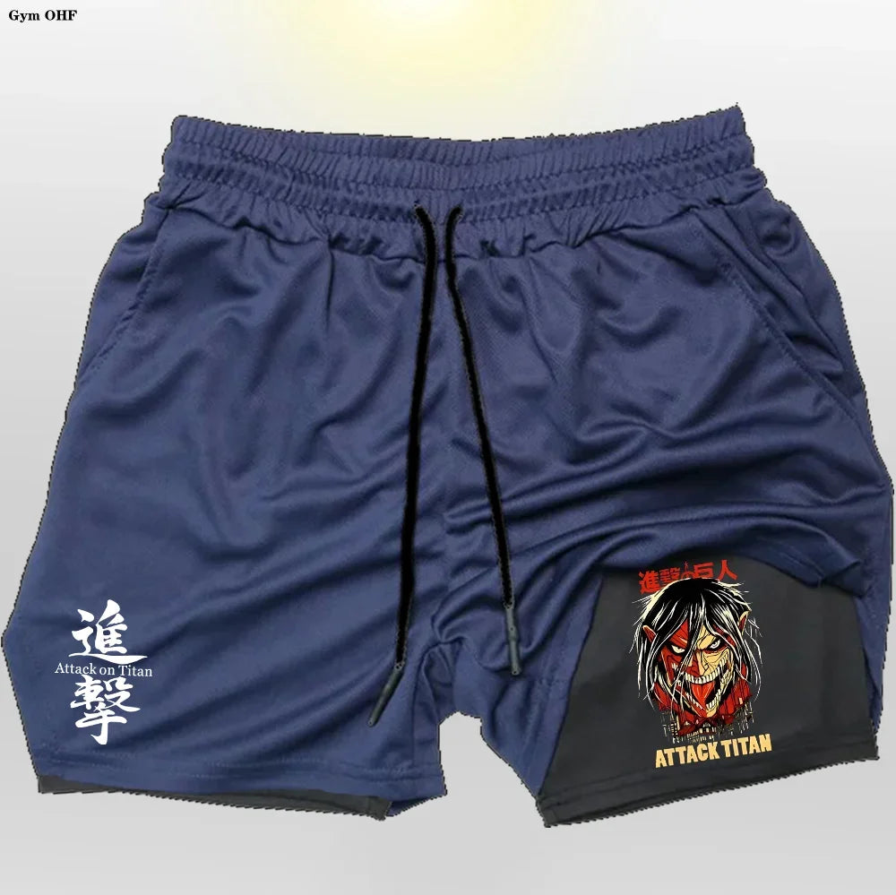 New 2 In 1 Mens Gym Short