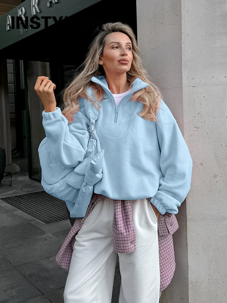 2025 Polar Fleece Hoodie Women S Loose Fit Pullover Sweatshirt For Spring Fall