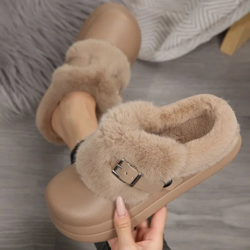 Womens Waterproof Plush Home Slipper