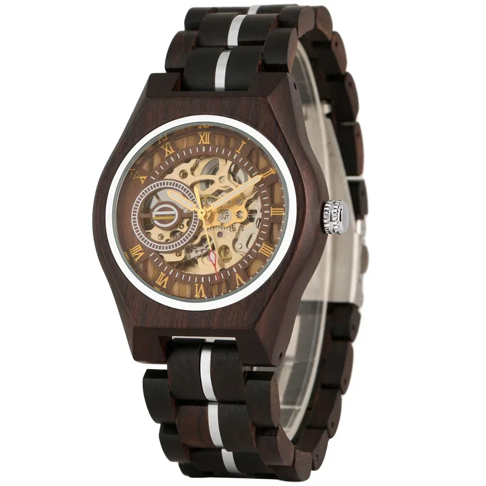 Mens Stylish Wooden Military Type Three Mini Display Watches