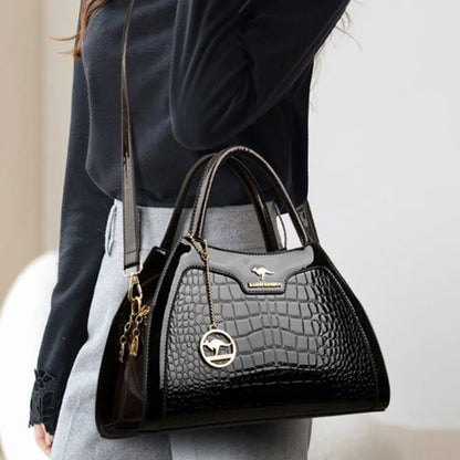 Sophisticated Edge: Crocodile-Pattern Designer Leather Handbag