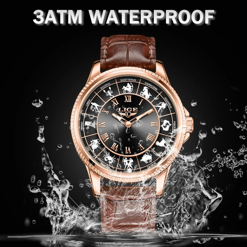 30m Water Resistance Genuine Leather Mens Luxury Quartz Watches