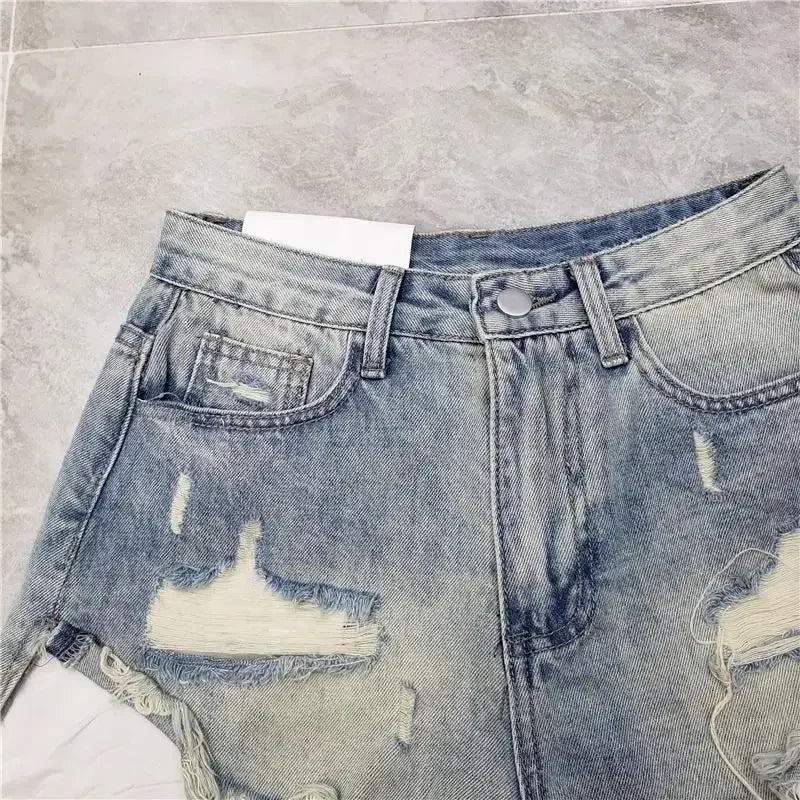 Summer Fashion Tassel Ripped Denim Shorts