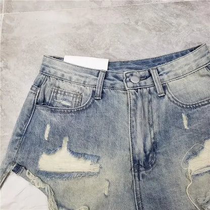 Summer Fashion Tassel Ripped Denim Shorts