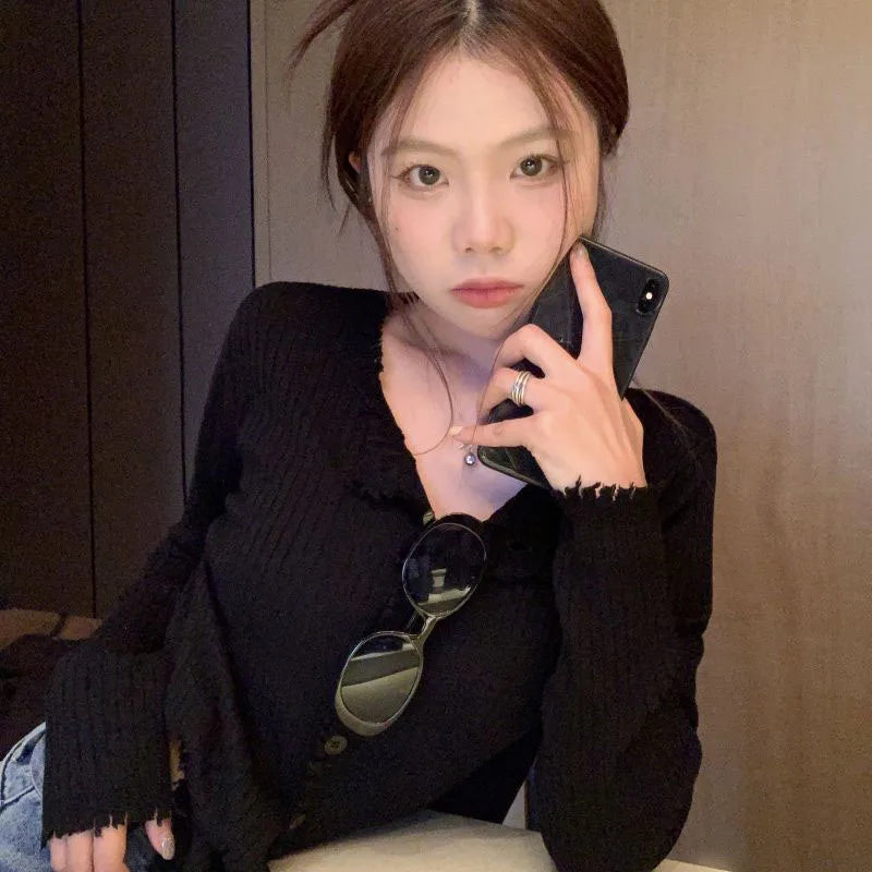 Korean Style O-Neck Knit Cardigan for Women – Autumn 2025