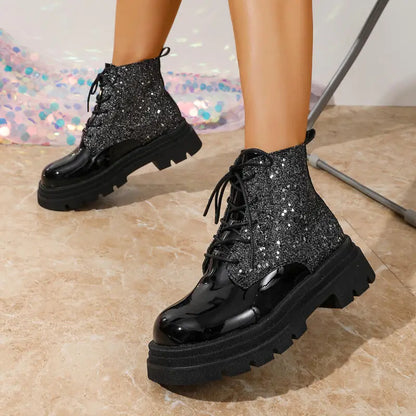 Luxury Silver Design Mid Heel Winter Women Boots