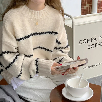 Oversized Aesthetic Striped Knit Sweater