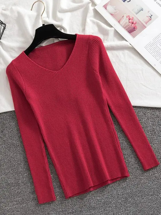 Women Spring Autumn V Neck Sweaters