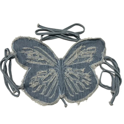 3D Butterfly Halter Crop Top for Women – Backless Summer Tank Top Outfit