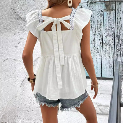 Chic Casual Long Sleeve Blouse Loose Fit With Pockets For Summer