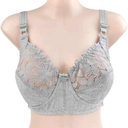 High Comfort Level Floral Design Cotton Lace Bra