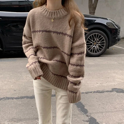 Oversized Aesthetic Striped Knit Sweater