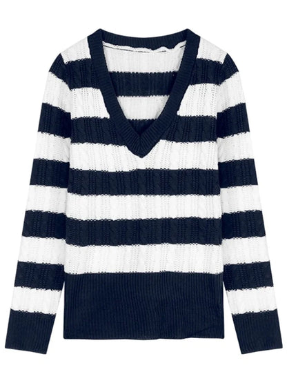 Casual Knitted Sweater Pullover For Women Basic V Neck Long Sleeve Slim Fit T Shirt Autumn Winter Y2K Jumpers Top