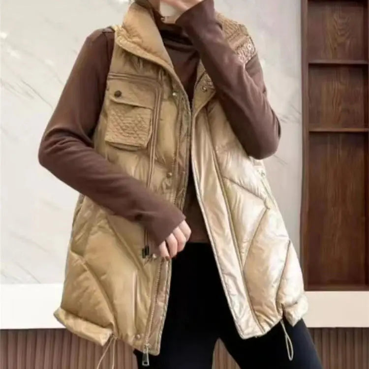 Bright Sleeveless Down Vest for Women: Casual Style