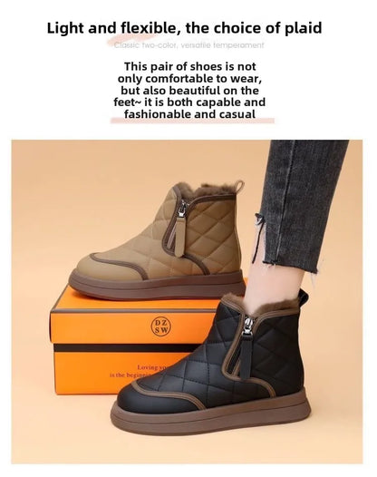 Warm Plush Inside Zipper Black Boots For Women