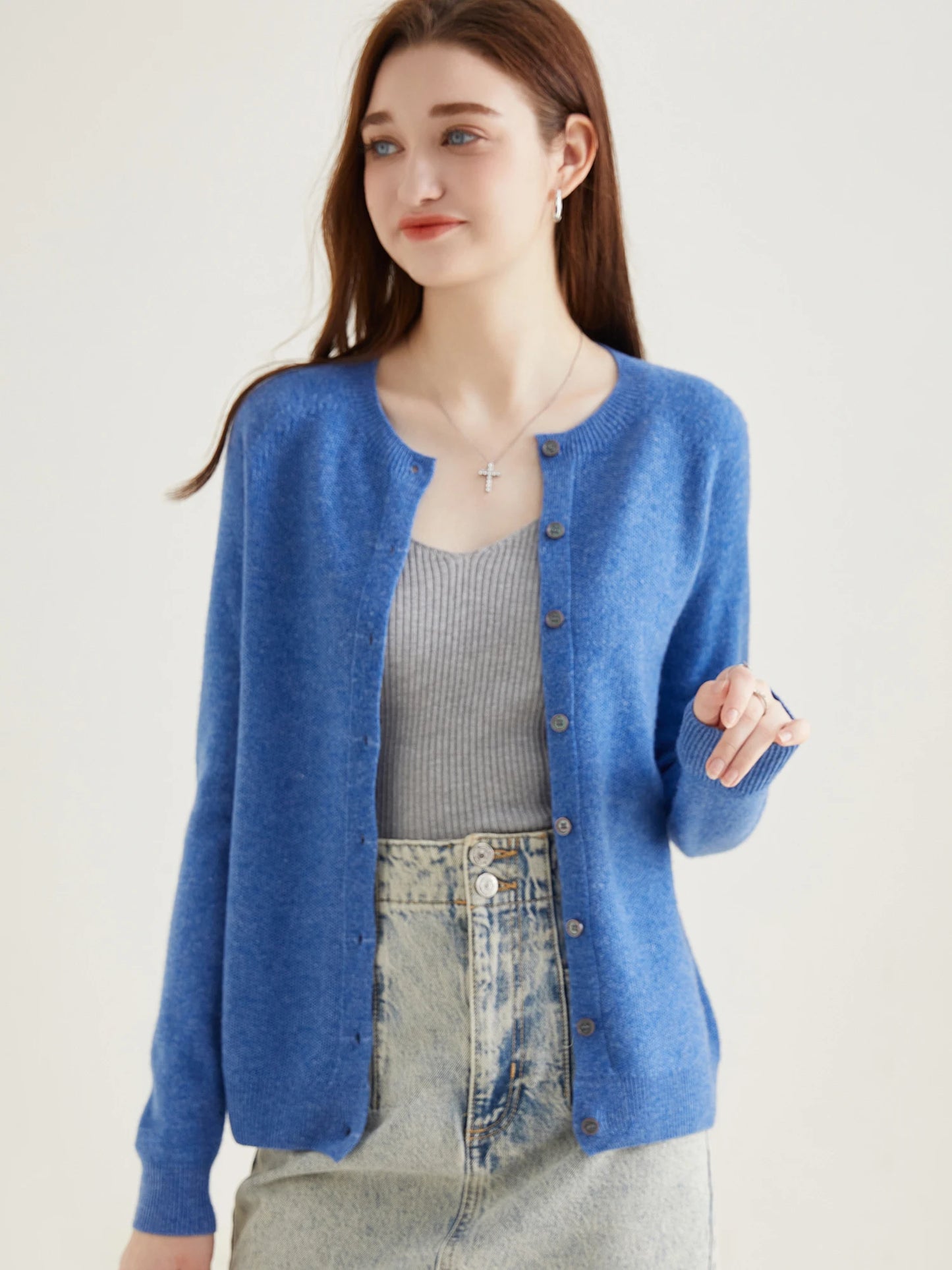 100% Merino Wool Knit Cardigan for Women – Timeless Vintage Style
