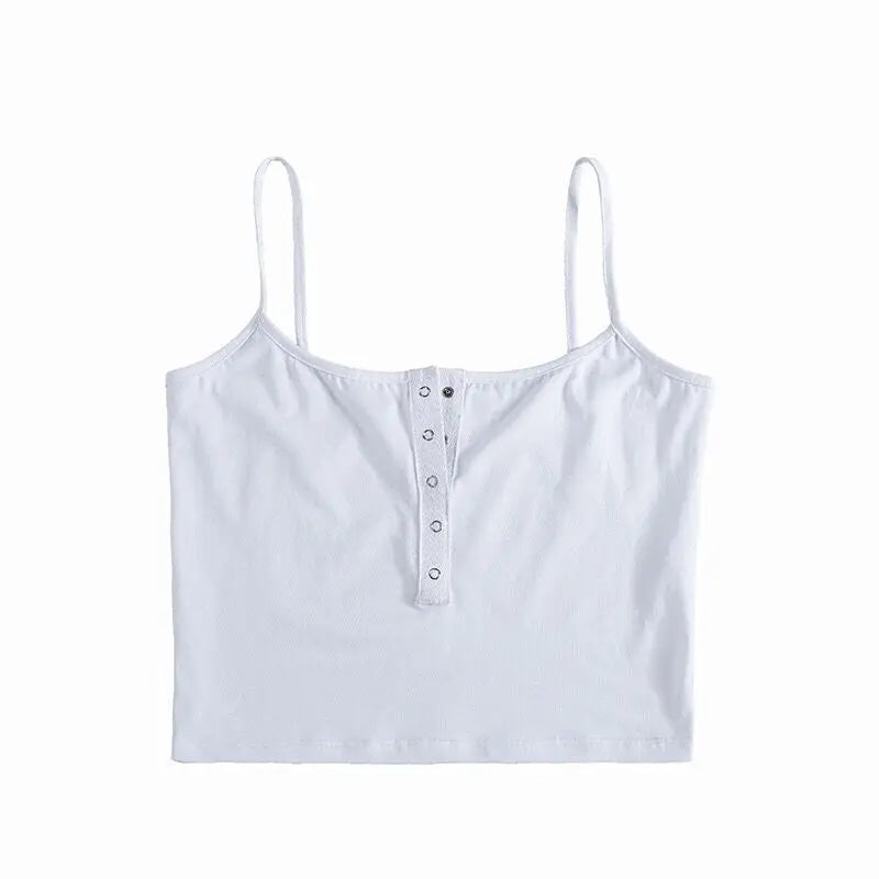 Refined Utility: Essential Button-Front Cream Crop