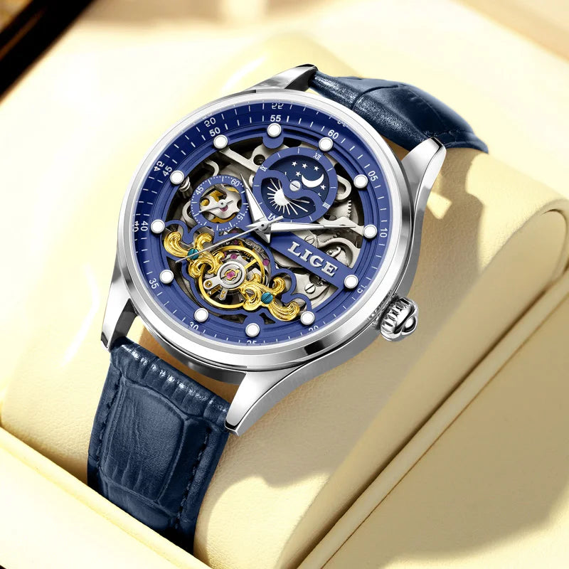 Mens Transparent Mechanical Dial Luxury Analog Watches