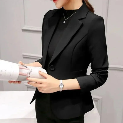 Solid Color Women's Blazer: Business Casual Slim Fit for Comfortable Autumn/Winter