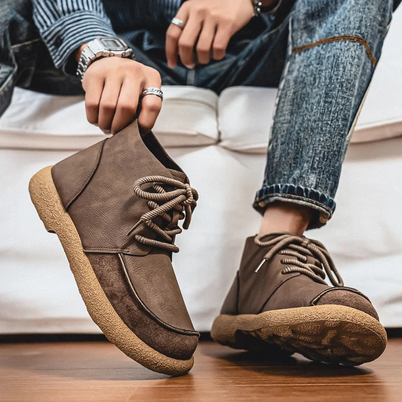 Big Size New Spring British Style Men Casual Leather Boots