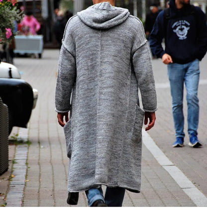 Long Sweater Coats for Men, New Fashion 2025 Spring, Men's Hoodies Jacket, Casual Knitted Sweater, Male Cardigan Outerwear