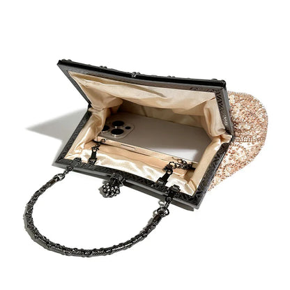 Queen Style Antique Crystal Beaded Evening Handbag